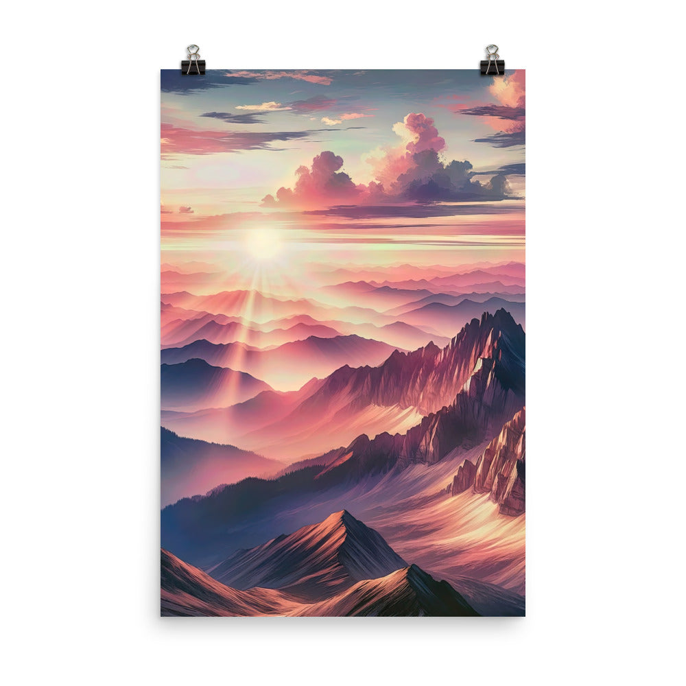 Schöne Berge bei Sonnenaufgang: Malerei in Pastelltönen - Poster berge xxx yyy zzz 61 x 91.4 cm
