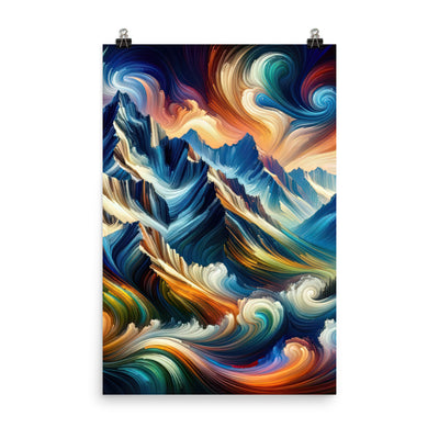 Abstrakte Kunst der Alpen mit lebendigen Farben und wirbelnden Mustern, majestätischen Gipfel und Täler - Enhanced Matte Paper Poster berge xxx yyy zzz 61 x 91.4 cm