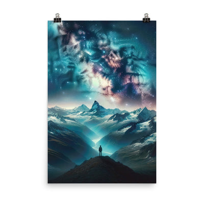 Alpennacht mit Milchstraße: Digitale Kunst mit Bergen und Sternenhimmel - Poster wandern xxx yyy zzz 61 x 91.4 cm