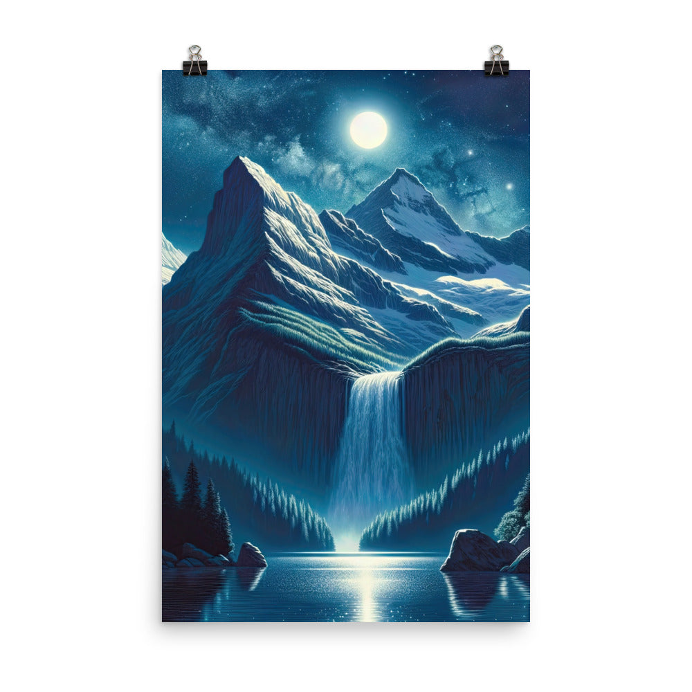 Legendäre Alpennacht, Mondlicht-Berge unter Sternenhimmel - Poster berge xxx yyy zzz 61 x 91.4 cm