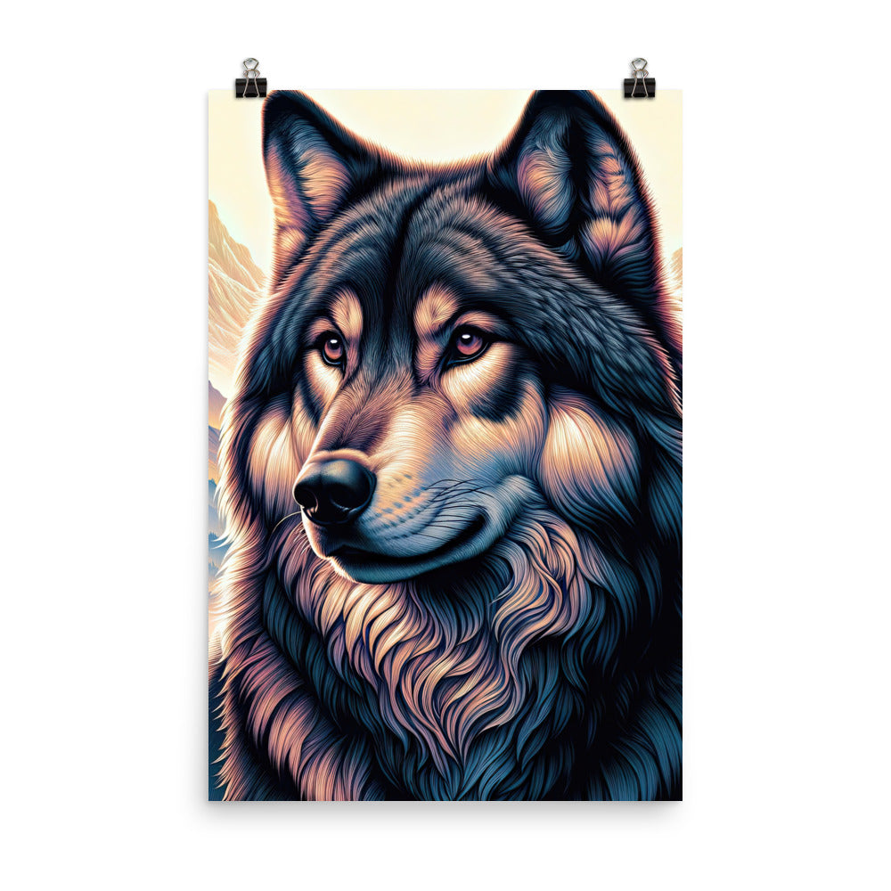 Majestätischer, glänzender Wolf in leuchtender Illustration (AN) - Poster xxx yyy zzz 61 x 91.4 cm