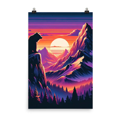 Alpen-Sonnenuntergang mit Bär auf Hügel, warmes Himmelsfarbenspiel - Poster camping xxx yyy zzz 61 x 91.4 cm