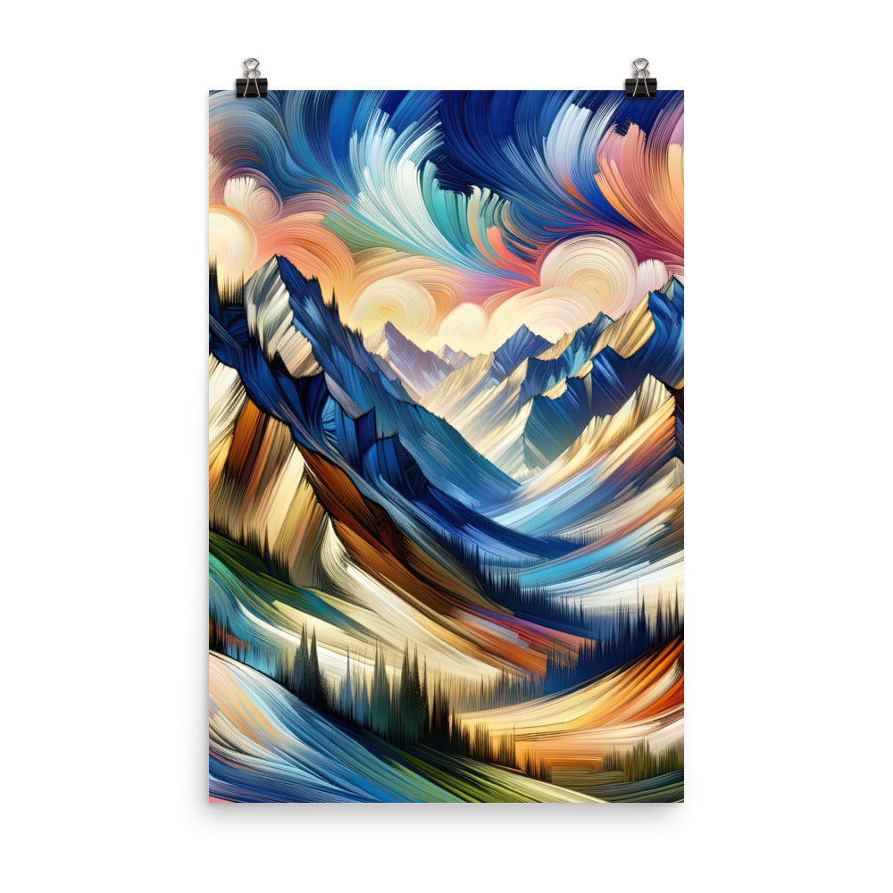 Alpen in abstrakter Expressionismus-Manier, wilde Pinselstriche - Poster berge xxx yyy zzz 61 x 91.4 cm