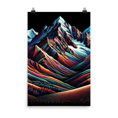 Pointillistische Darstellung der Alpen, Farbpunkte formen die Landschaft - Poster berge xxx yyy zzz 61 x 91.4 cm
