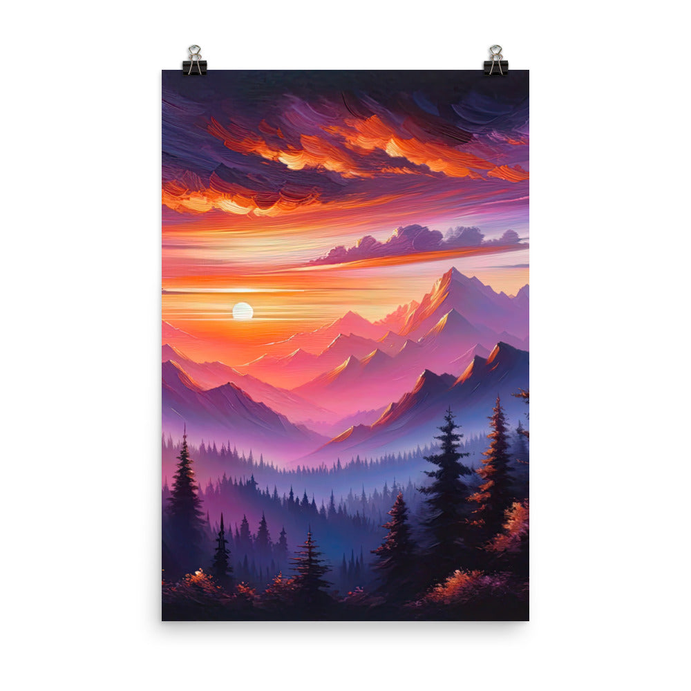 Ölgemälde der Alpenlandschaft im ätherischen Sonnenuntergang, himmlische Farbtöne - Poster berge xxx yyy zzz 61 x 91.4 cm