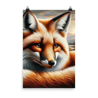 Ölgemälde eines nachdenklichen Fuchses mit weisem Blick - Poster camping xxx yyy zzz 61 x 91.4 cm