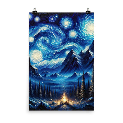Sternennacht-Stil Ölgemälde der Alpen, himmlische Wirbelmuster - Poster berge xxx yyy zzz 61 x 91.4 cm