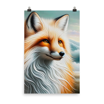 Ölgemälde eines anmutigen, intelligent blickenden Fuchses in Orange-Weiß - Poster camping xxx yyy zzz 61 x 91.4 cm