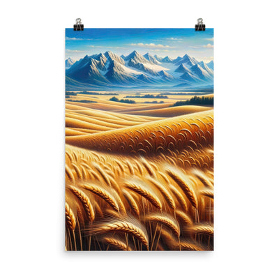 Ölgemälde eines weiten bayerischen Weizenfeldes, golden im Wind (TR) - Poster xxx yyy zzz 61 x 91.4 cm
