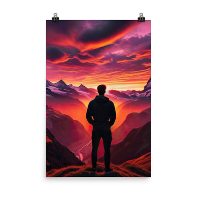 Foto der Schweizer Alpen im Sonnenuntergang, Himmel in surreal glänzenden Farbtönen - Poster wandern xxx yyy zzz 61 x 91.4 cm