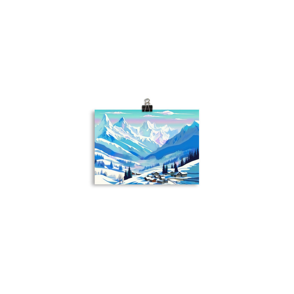 Berge und Schnee - Landschaft - Poster ski xxx 12.7 x 17.8 cm