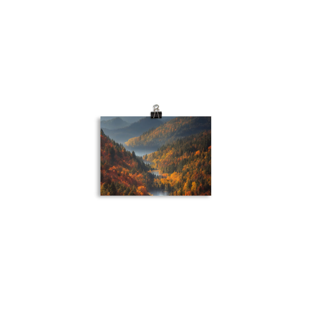 Berge, Wald und Nebel - Malerei - Poster berge xxx 12.7 x 17.8 cm