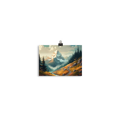 Berge, Wald und Wanderweg - Malerei - Poster berge xxx 12.7 x 17.8 cm