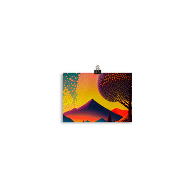 Berge und warme Farben - Punktkunst - Poster berge xxx 12.7 x 17.8 cm