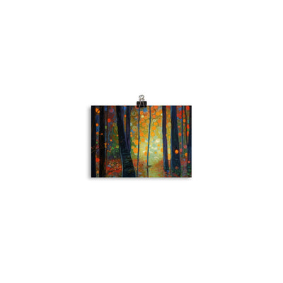 Wald voller Bäume - Herbstliche Stimmung - Malerei - Poster camping xxx 12.7 x 17.8 cm