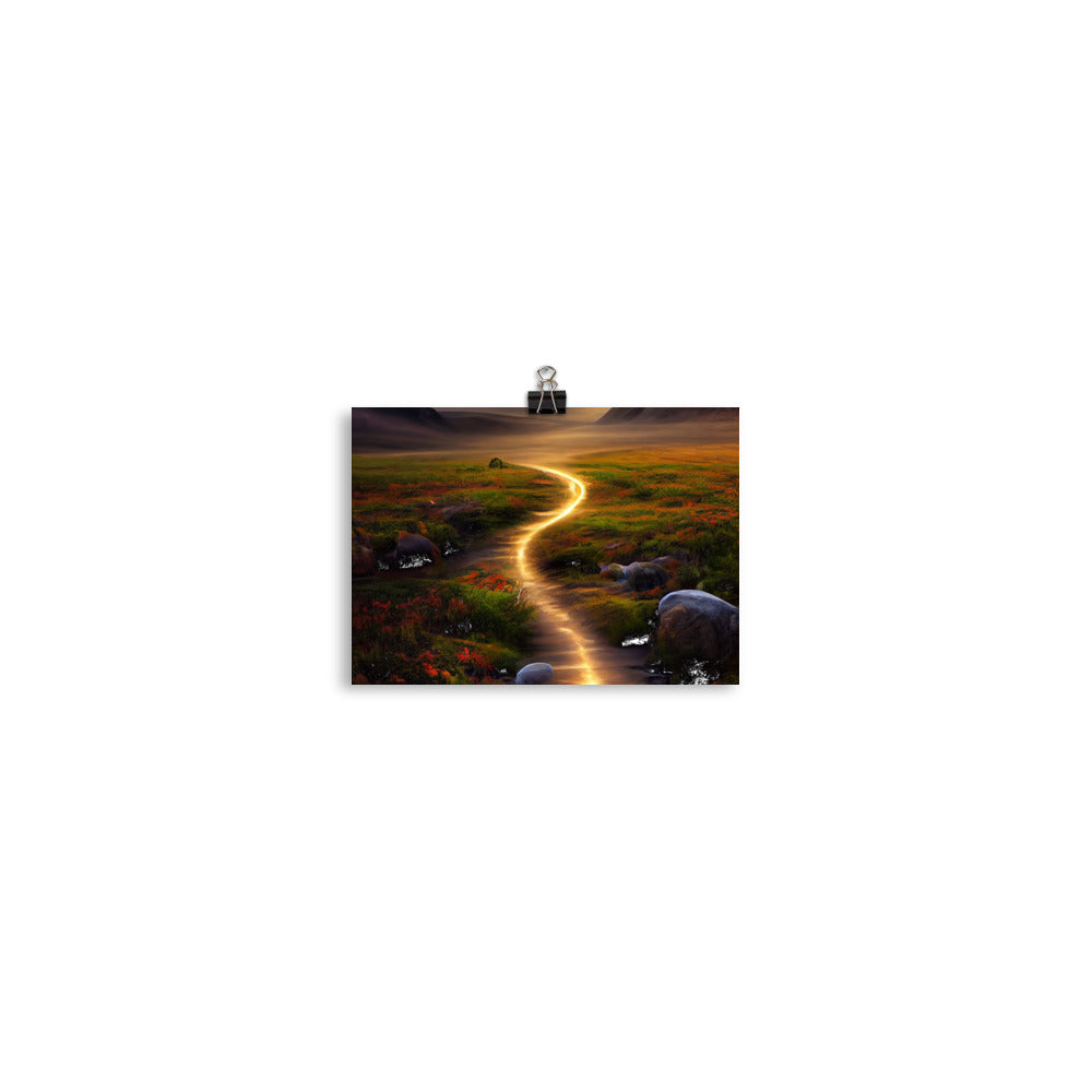 Landschaft mit wilder Atmosphäre - Malerei - Poster berge xxx 12.7 x 17.8 cm