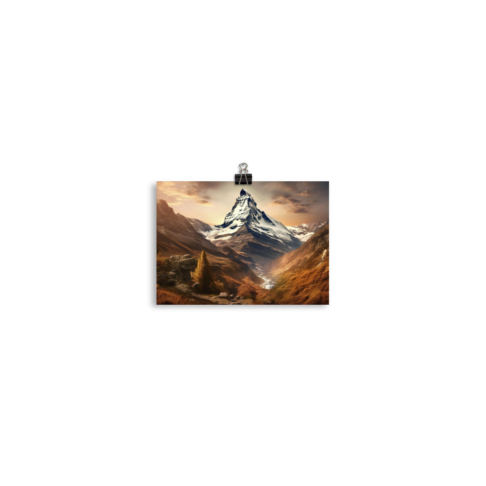Matterhorn - Epische Malerei - Landschaft - Poster berge xxx 12.7 x 17.8 cm