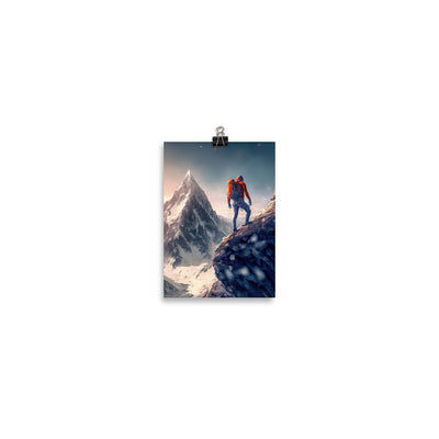Bergsteiger auf Berg - Epische Malerei - Poster klettern xxx 12.7 x 17.8 cm