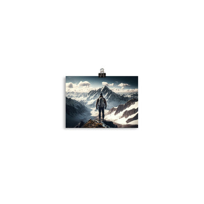 Wanderer auf Berg von hinten - Malerei - Poster berge xxx 12.7 x 17.8 cm