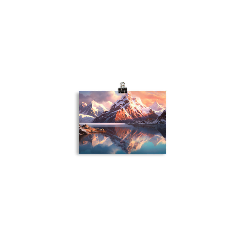 Berg und Bergsee - Landschaftsmalerei - Poster berge xxx 12.7 x 17.8 cm