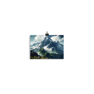 Gigantischer Berg - Landschaftsmalerei - Poster berge xxx 12.7 x 17.8 cm