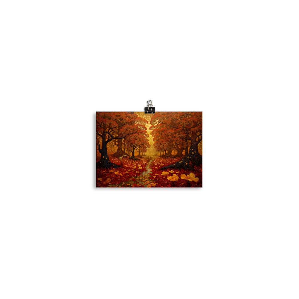 Wald im Herbst und kleiner Bach - Poster camping xxx 12.7 x 17.8 cm