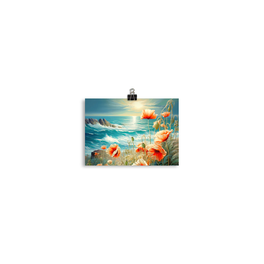 Blumen, Meer und Sonne - Malerei - Poster camping xxx 12.7 x 17.8 cm