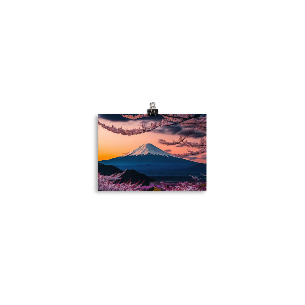 Berg - Pinke Bäume und Blumen - Poster berge xxx 12.7 x 17.8 cm