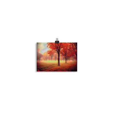Wald im Herbst - Rote Herbstblätter - Poster camping xxx 12.7 x 17.8 cm