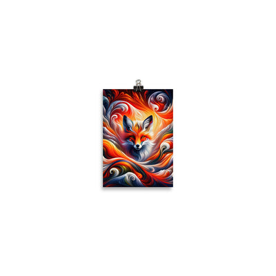 Abstraktes Kunstwerk, das den Geist der Alpen verkörpert. Leuchtender Fuchs in den Farben Orange, Rot, Weiß - Enhanced Matte Paper camping xxx yyy zzz 12.7 x 17.8 cm