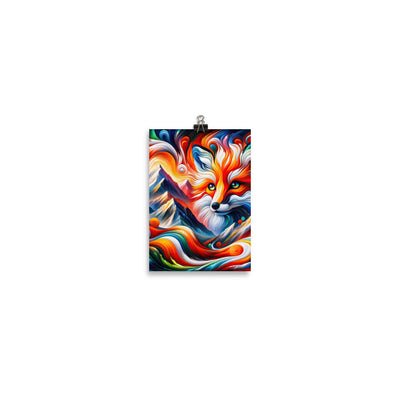 Abstrakte Kunst der Alpen voller lebendiger Farben und dynamischer Bewegung. Es dominiert ein farbiger Fuchs - Enhanced Matte Paper camping xxx yyy zzz 12.7 x 17.8 cm