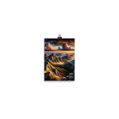 Alpen in Abenddämmerung: Acrylgemälde mit beleuchteten Berggipfeln - Poster berge xxx yyy zzz 12.7 x 17.8 cm