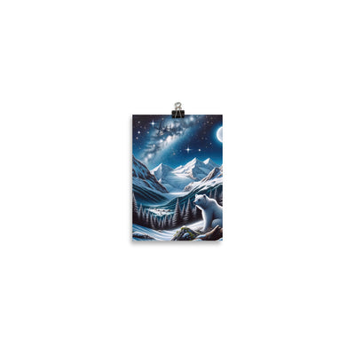 Sternennacht und Eisbär: Acrylgemälde mit Milchstraße, Alpen und schneebedeckte Gipfel - Poster camping xxx yyy zzz 12.7 x 17.8 cm