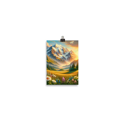 Heitere Alpenschönheit: Schneeberge und Wildblumenwiesen - Poster berge xxx yyy zzz 12.7 x 17.8 cm