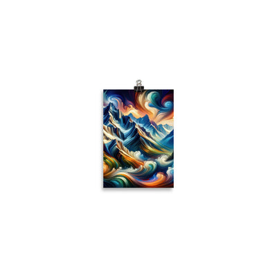 Abstrakte Kunst der Alpen mit lebendigen Farben und wirbelnden Mustern, majestätischen Gipfel und Täler - Enhanced Matte Paper Poster berge xxx yyy zzz 12.7 x 17.8 cm