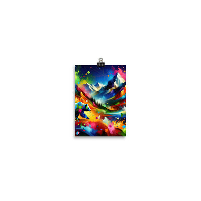 Neonfarbener Alpen Bär in abstrakten geometrischen Formen - Poster camping xxx yyy zzz 12.7 x 17.8 cm