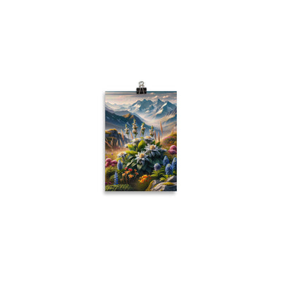 Alpine Flora: Digitales Kunstwerk mit lebendigen Blumen - Poster berge xxx yyy zzz 12.7 x 17.8 cm