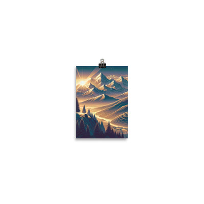 Alpen-Morgendämmerung, erste Sonnenstrahlen auf Schneegipfeln - Poster berge xxx yyy zzz 12.7 x 17.8 cm