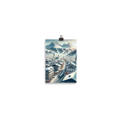 Winter in Kitzbühel: Digitale Malerei von schneebedeckten Dächern - Poster berge xxx yyy zzz 12.7 x 17.8 cm