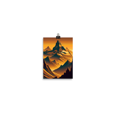 Fuchs in Alpen-Sonnenuntergang, goldene Berge und tiefe Täler - Poster camping xxx yyy zzz 12.7 x 17.8 cm