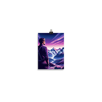 Wanderer in alpiner Dämmerung, schneebedeckte Gipfel ins Unendliche - Poster wandern xxx yyy zzz 12.7 x 17.8 cm