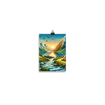Zelt im Alpenmorgen mit goldenem Licht, Schneebergen und unberührten Seen - Poster berge xxx yyy zzz 12.7 x 17.8 cm