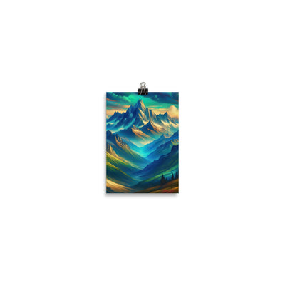 Atemberaubende alpine Komposition mit majestätischen Gipfeln und Tälern - Poster berge xxx yyy zzz 12.7 x 17.8 cm
