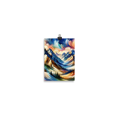 Alpen in abstrakter Expressionismus-Manier, wilde Pinselstriche - Poster berge xxx yyy zzz 12.7 x 17.8 cm