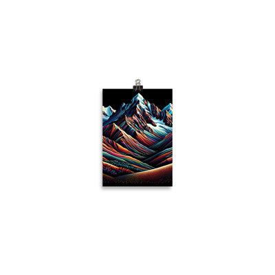 Pointillistische Darstellung der Alpen, Farbpunkte formen die Landschaft - Poster berge xxx yyy zzz 12.7 x 17.8 cm