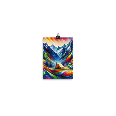 Surreale Alpen in abstrakten Farben, dynamische Formen der Landschaft - Poster camping xxx yyy zzz 12.7 x 17.8 cm