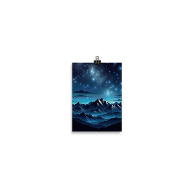 Alpen unter Sternenhimmel mit glitzernden Sternen und Meteoren - Poster berge xxx yyy zzz 12.7 x 17.8 cm