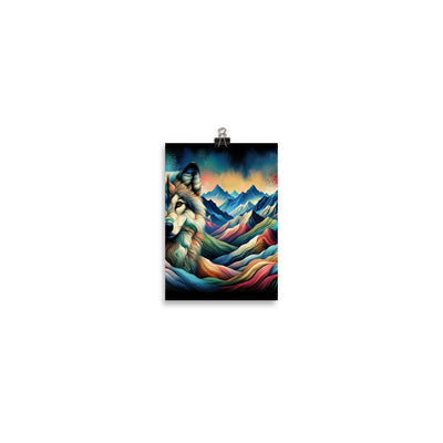 Traumhaftes Alpenpanorama mit Wolf in wechselnden Farben und Mustern (AN) - Poster xxx yyy zzz 12.7 x 17.8 cm