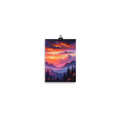 Ölgemälde der Alpenlandschaft im ätherischen Sonnenuntergang, himmlische Farbtöne - Poster berge xxx yyy zzz 12.7 x 17.8 cm
