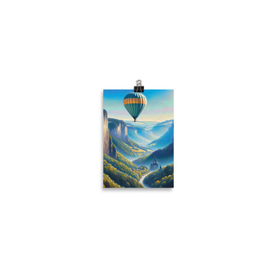 Ölgemälde einer ruhigen Szene in Luxemburg mit Heißluftballon und blauem Himmel - Poster berge xxx yyy zzz 12.7 x 17.8 cm